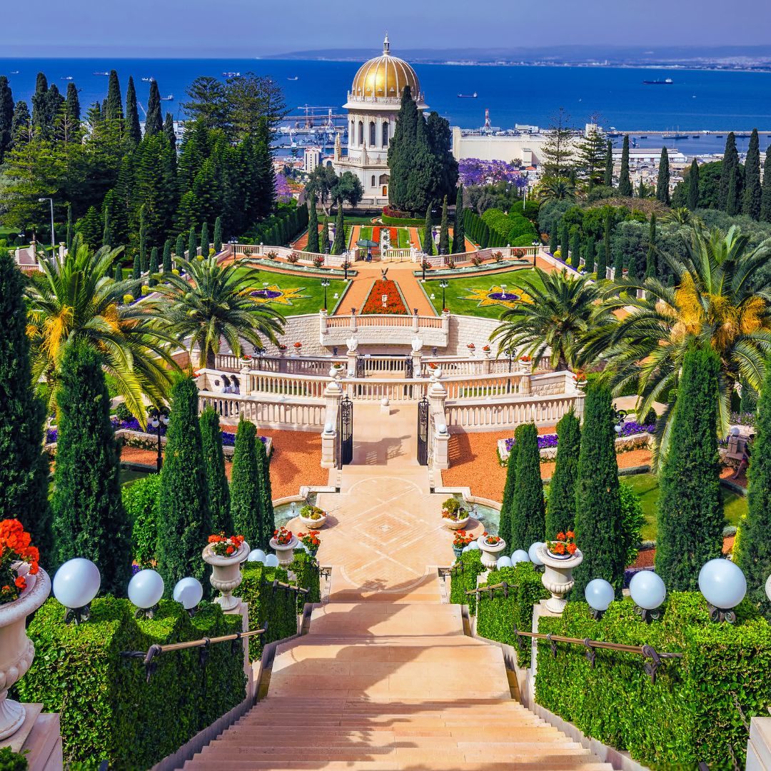 Shrine of the Báb in Haifa, surrounded by terraced gardens